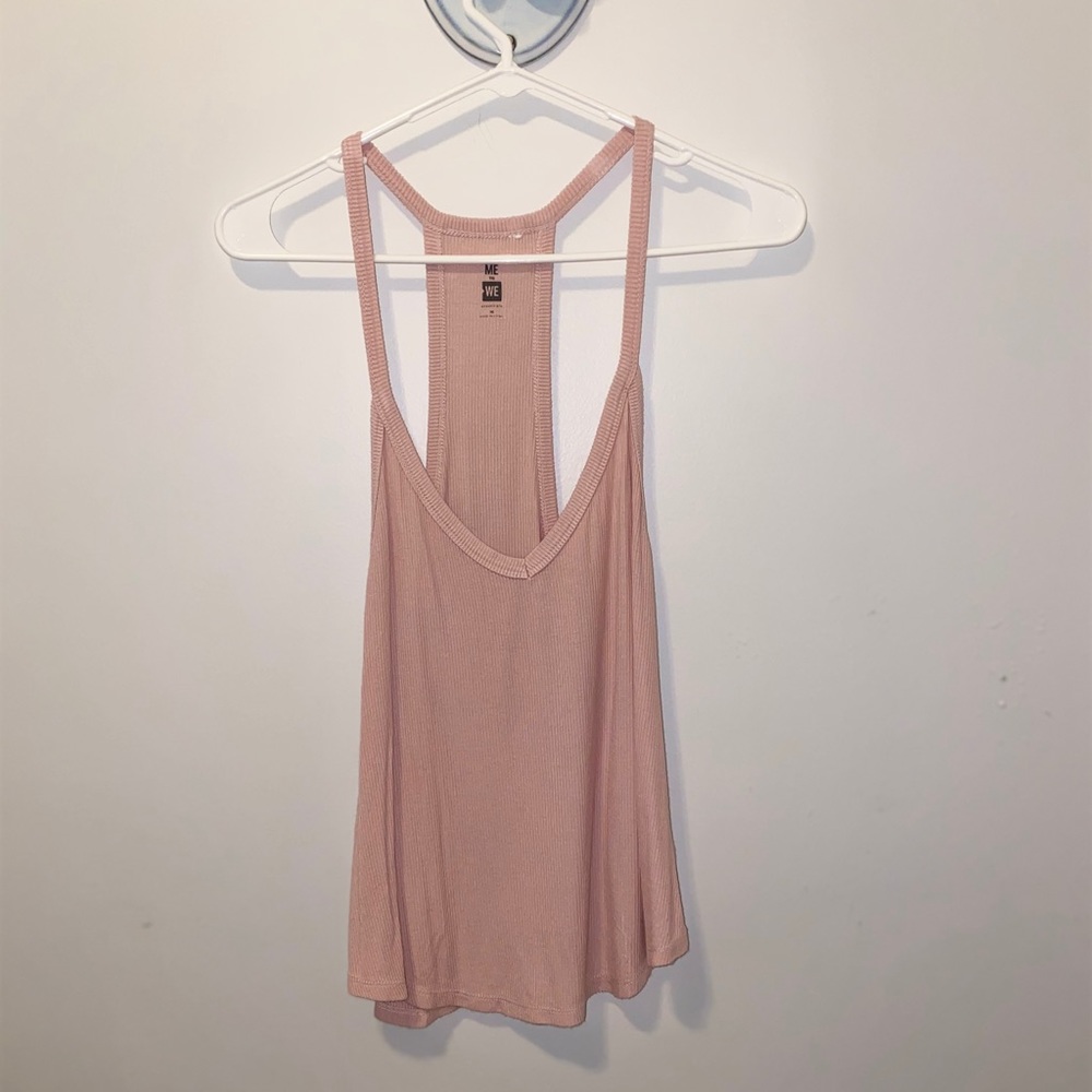 Dust rose, low side cut, razer back tank top.